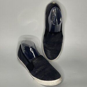 Lauren Ralph Lauren Sz 9 Jinny Slip-On Sneaker Shoe Black Textured Cotton blend